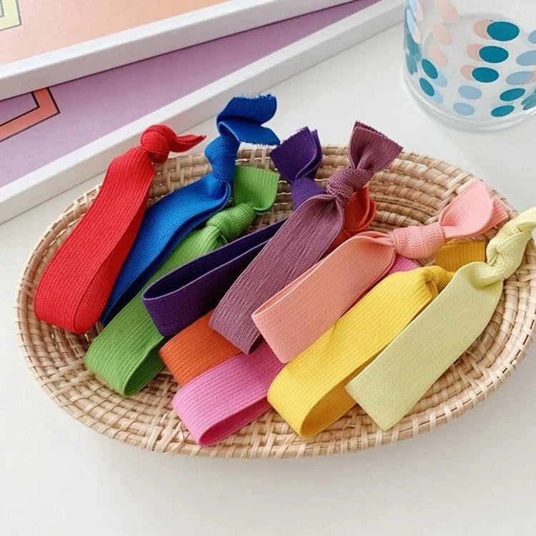 10PCS/set Hair Bands Beauty Daisy Flower Print Thin Girl Hair Rope Sample Tie a Knot Band Women Horsetail Hair Band