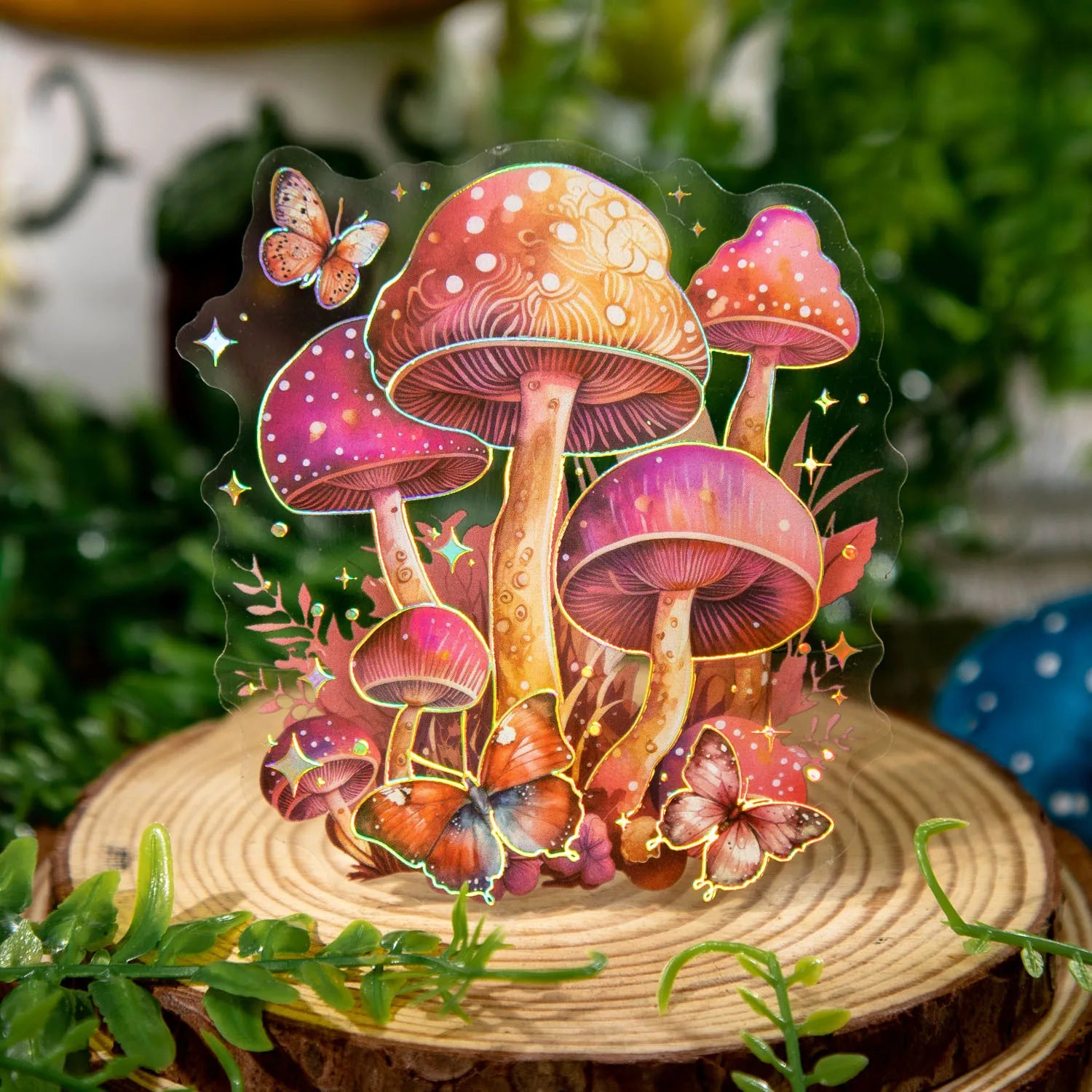 10 Pieces/Pack PET Stickers MORI Series Mushroom Theme Hand Account DIY Decorative Stickers
