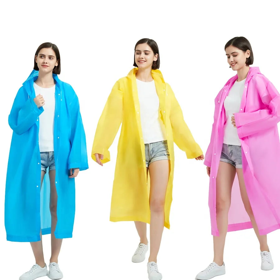 100% Waterproof Black Reusable EVA Plastic Rain Poncho Custom Logo Single-Person Adult Rainwear for Boys and Girls for Travel