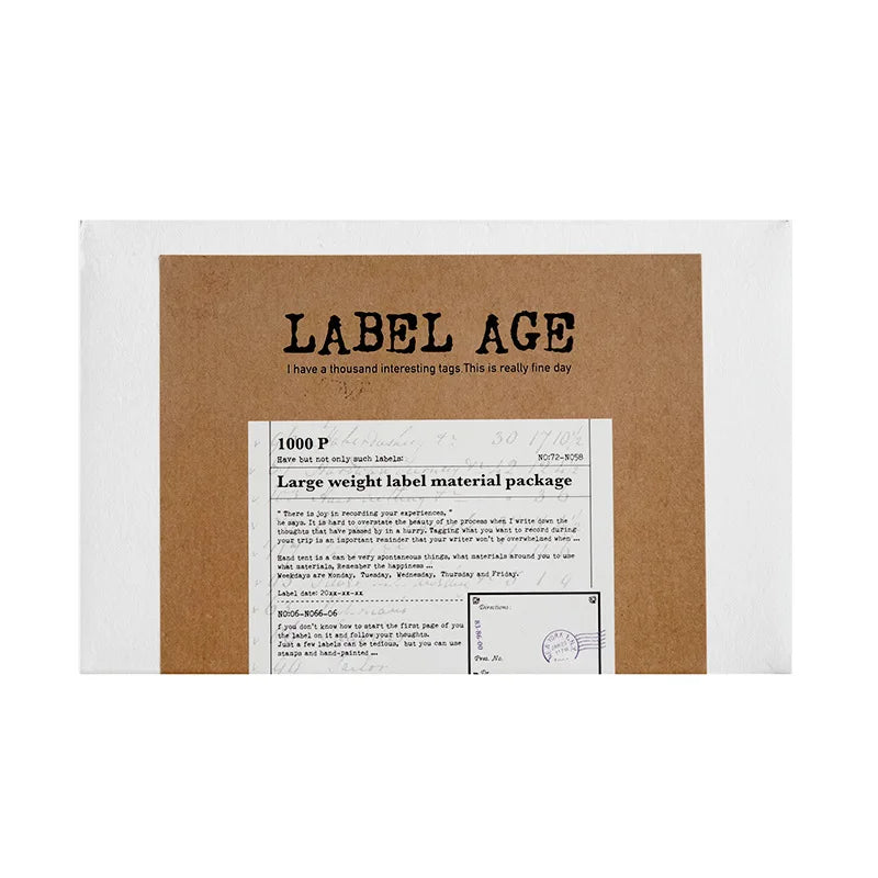 1000 Sheets/pack Labels Paper Sticker Label Era Series Large Capacity Retro Sample Data Journal Decoration Collage