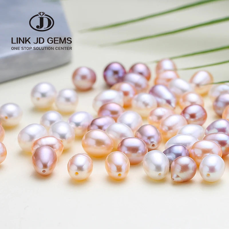 10pcs/bag Natural Freshwater Pearls 8-9mm White Half Drilled Hole Pearls Beads for DIY Jewelry Making Earrings Accessories