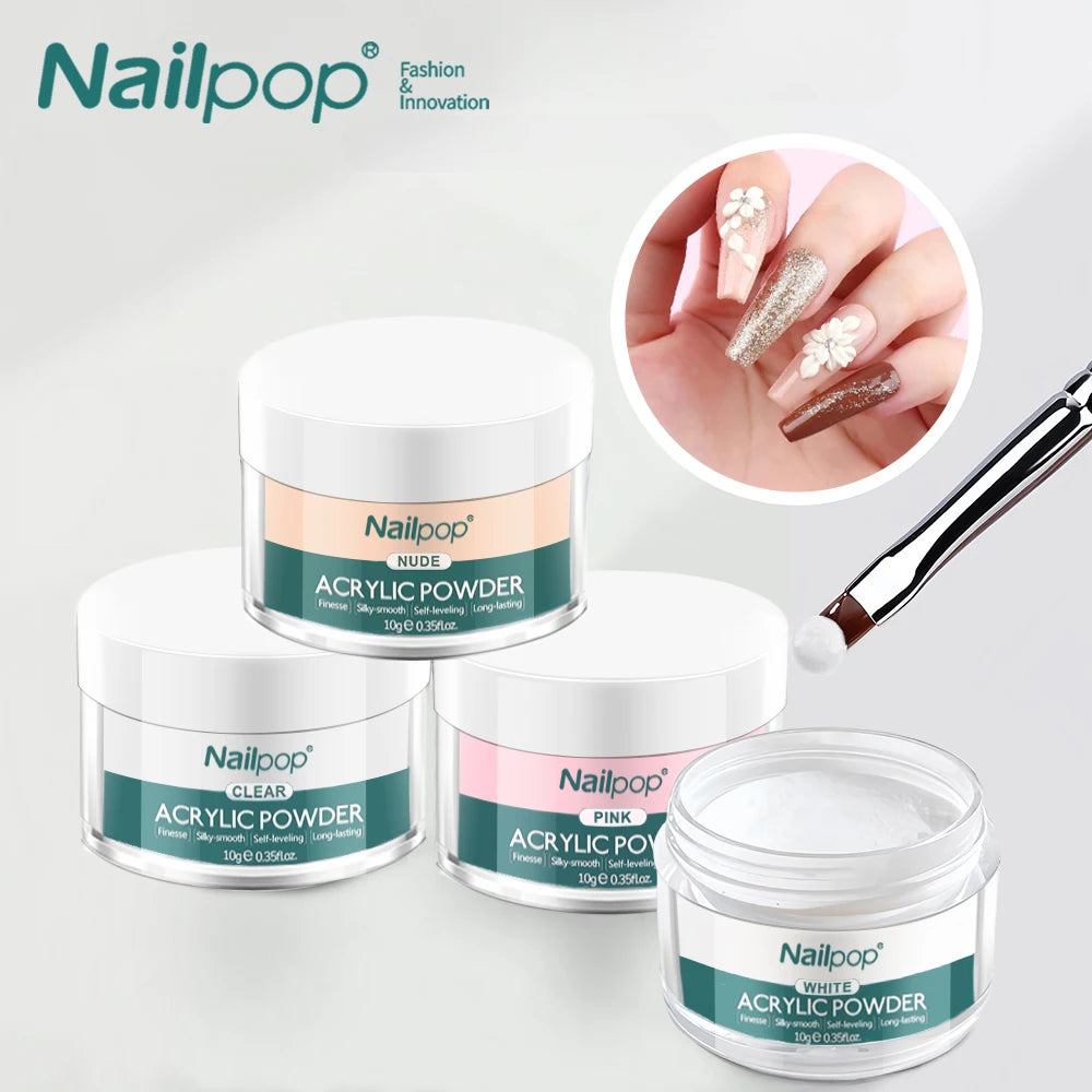 NAILPOP Professional Ultra Fine Acrylic Nail Powder Clear/Nudes/Pink 3D Tips French Nails Extension Carving Art Acrylic Powder