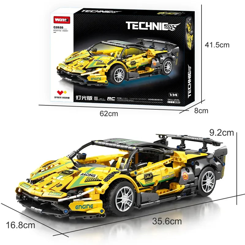 1152 PCS DIY Custom Plastic Sports Racing Car Building Blocks Sets for Kids Assembled Bricks Education Learning Toys