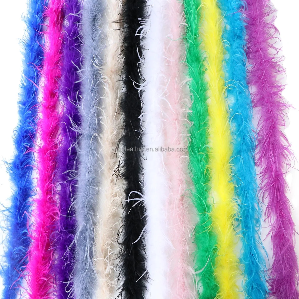 1-Ply Plumas Feathers Boa Yellow Gold Bulk DIY Ostrich Feather Boas White Purple for Party Wedding Washed Pattern