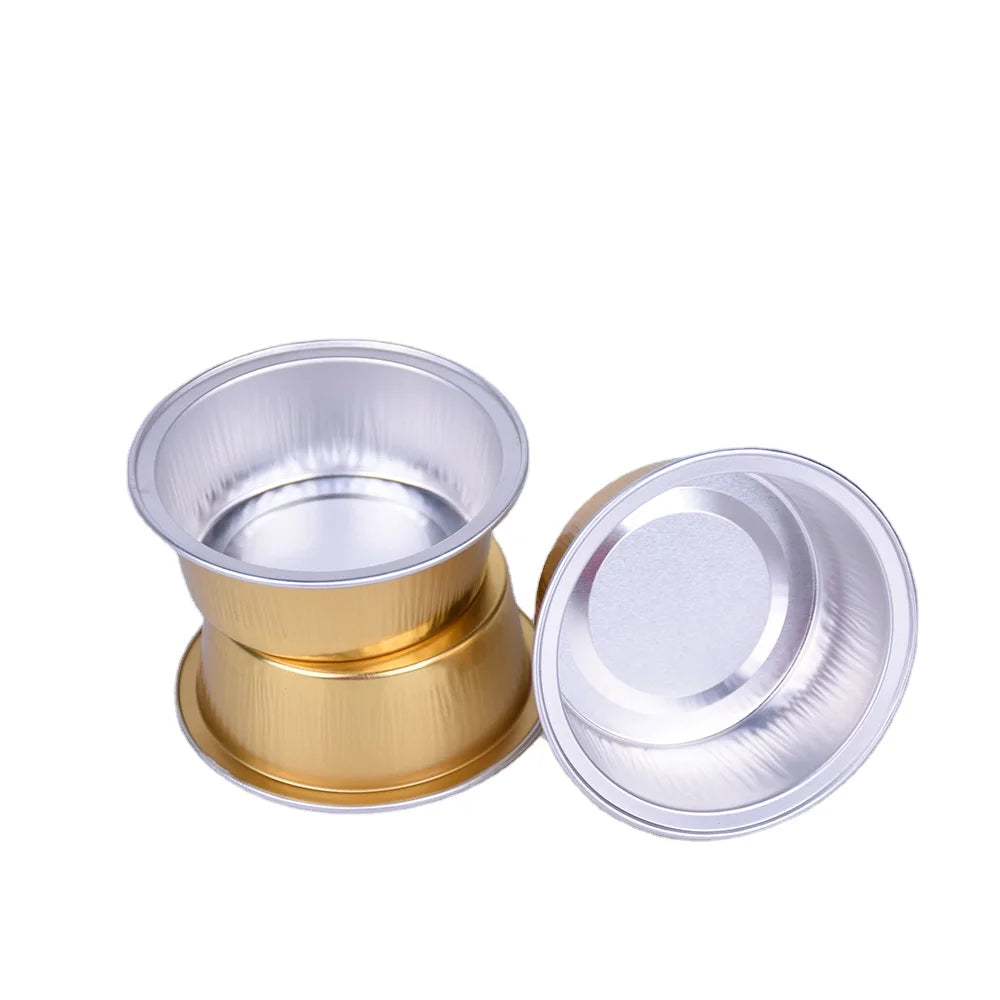 100 Pcs 60ml Round Aluminum Foil Bakery Cup Gold Cup With Plastic Lid