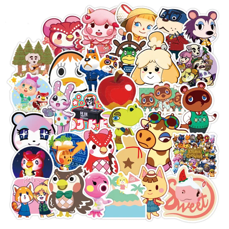 100Pcs NS Game Animal Crossing Cartoon Decorative Stickers for Laptop Waterproof Vinyl Cute Sticker
