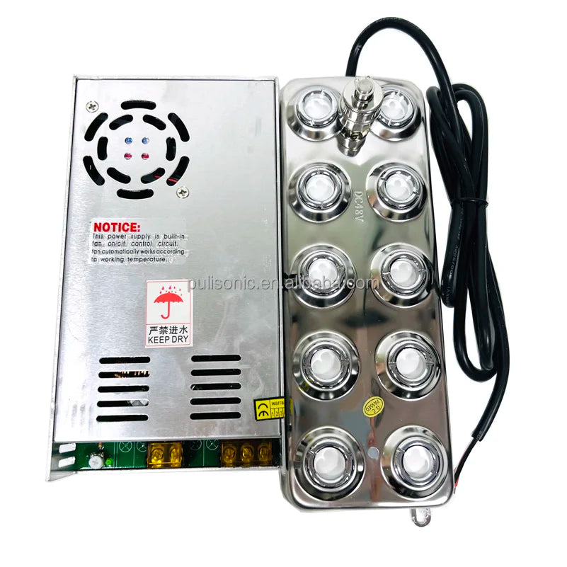 10 Head Popular Stainless Steel Ultrasonic Atomizer Water Fountain Fish Pond Fogger Mist Maker