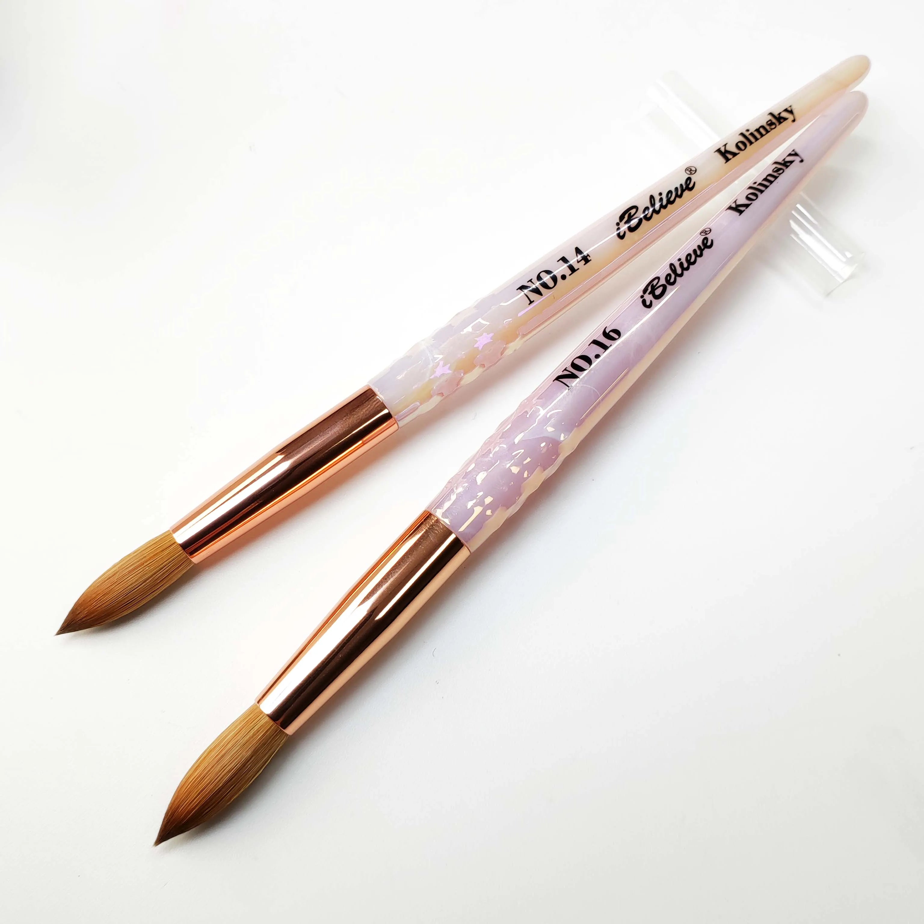 100% Kolinsky Sable Acrylic Nail Brush Germany Round Pink Kolinsky Acrylic Nail Art Brush Wholesale