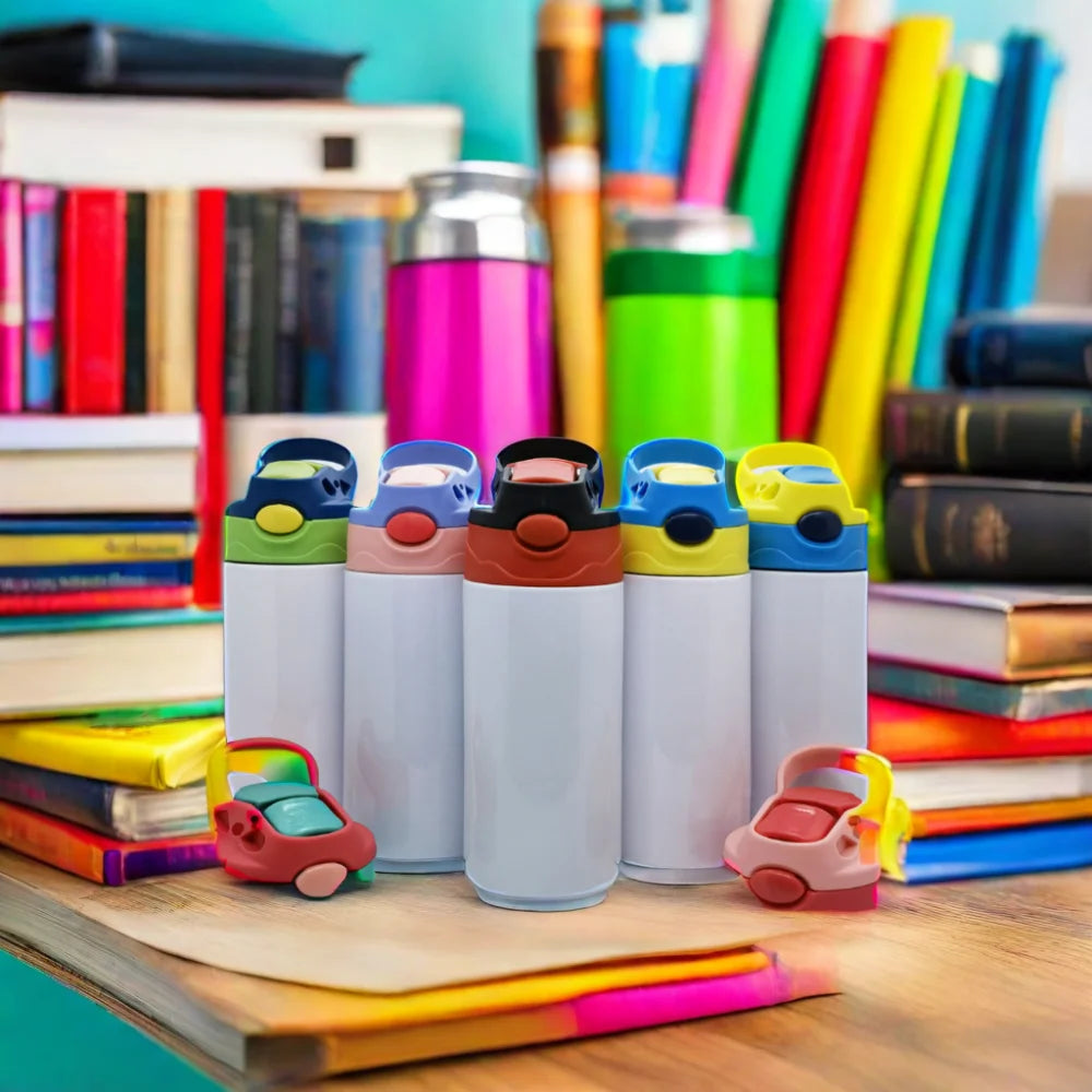 12oz Stainless Steel Insulated Metal Blank Kids Sublimation Tumbler Baby Water Bottle With Flip Top Lid Straw for Kids School