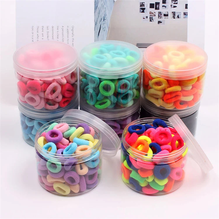100pcs/box Fashion High Stretch Colorful Seamless Kids Mini Size Rubber Band Hair Ring