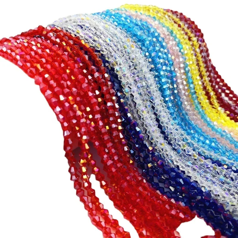 10pcs/strand 4mm Crystal sharp Bead Colorful DIY Clothing Bracelet Necklace with Glass Diamond Beads