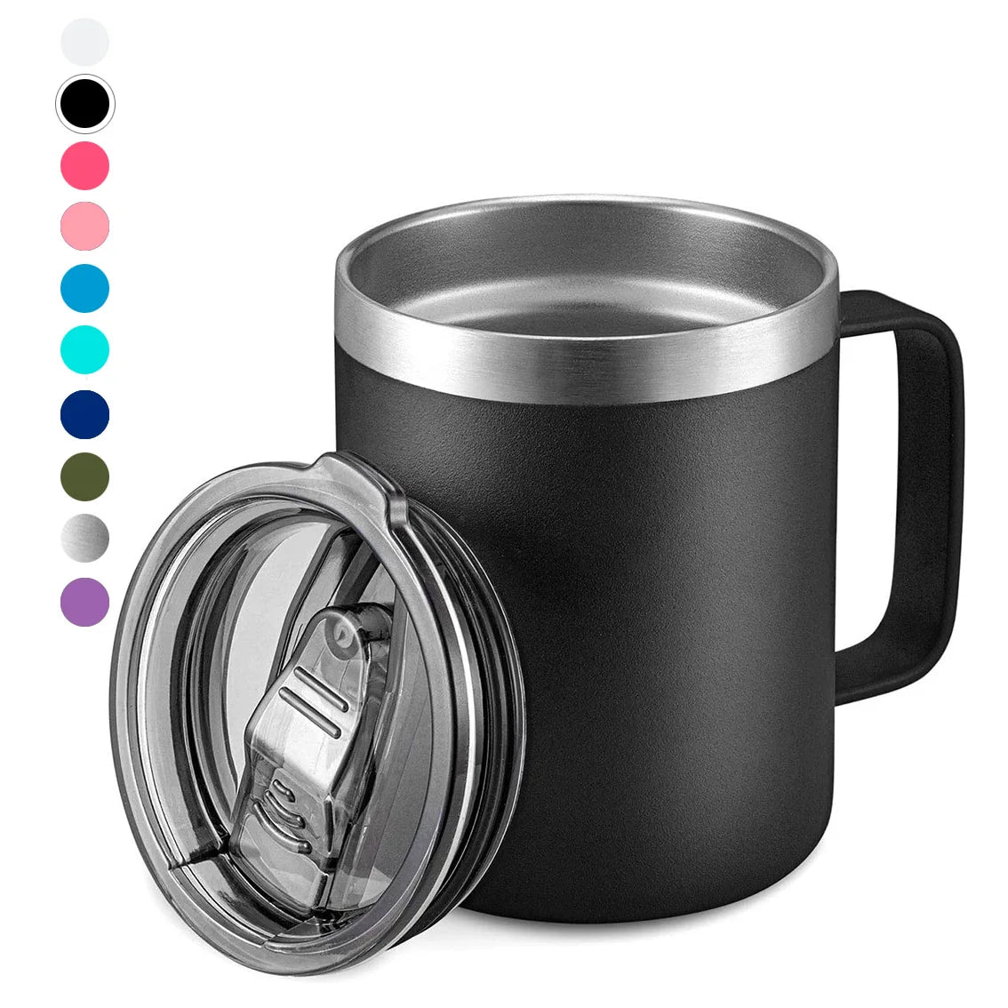 12 oz 14 oz Stainless Steel Insulated Vacuum Custom logo Thermo Mug Coffee Camping Travel Coffee Mug Tumbler with Handle and Lid