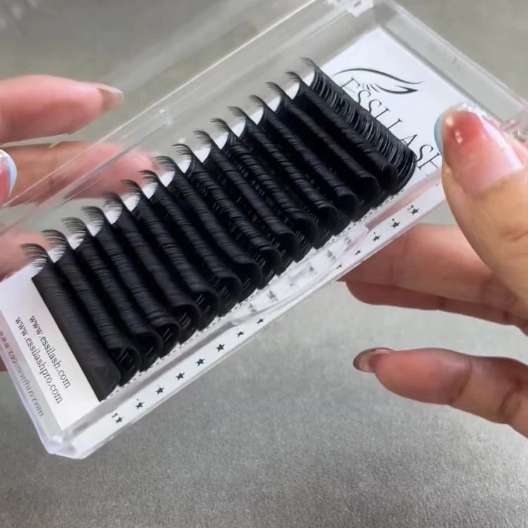 100%Hand-made Eyelash Extensions Silk Lash Extensions Premium Matte Dark Black