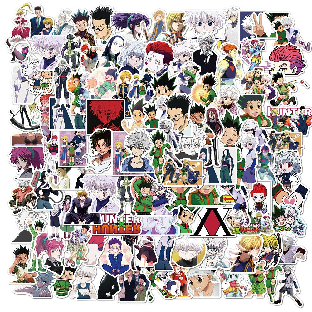 100Pcs Hot Sale Japanese Cartoon Decorative Sticker for Laptop Car Hunter X Hunter Demon Slayer Anime Stickers