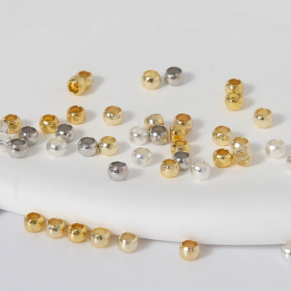 10000Pcs/Bag Crimp Beads Bracelet for Jewelry Making 18K Gold Plating Brass Fixed Beads End Clasps for Jewelry Findings