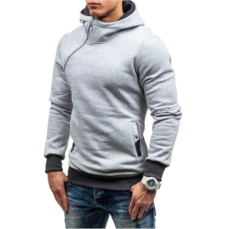 10%OFF M-3XL  Men's Hoodies Sweatshirts New Slim and Thick Pullover for Male Diagonal Zipper Hoodie Sweatshirt