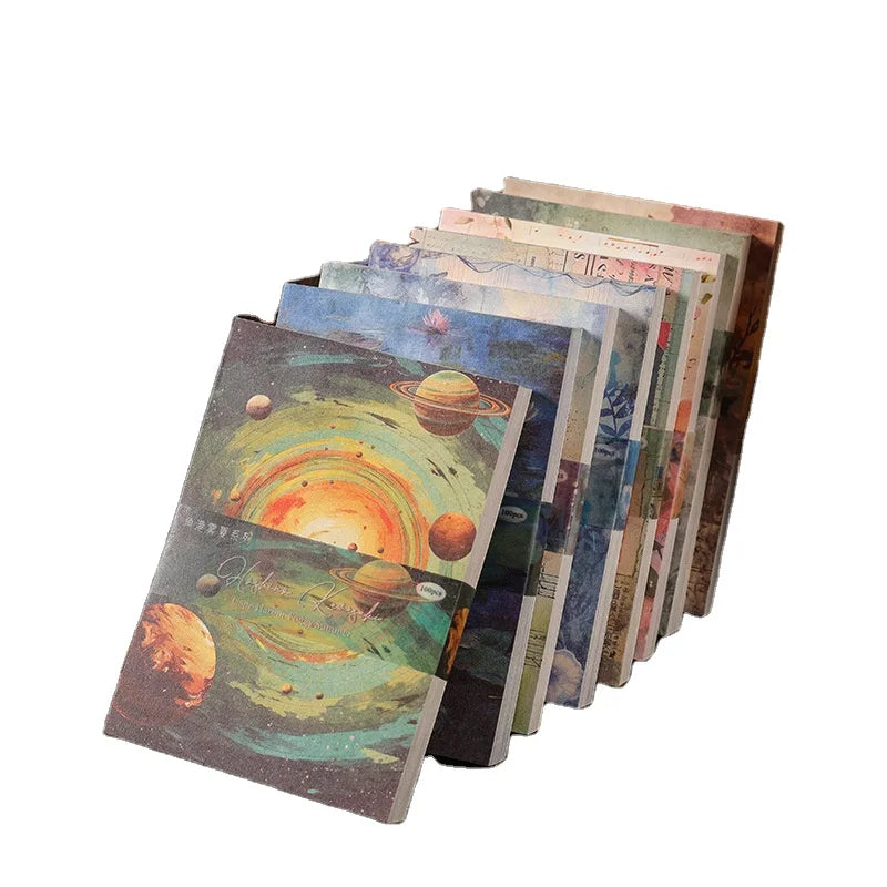 100sheets Handmade Booklet Material Paper Cross Border Retro Background Decoration Sticker Book Non Adhesive Collage Memo Book