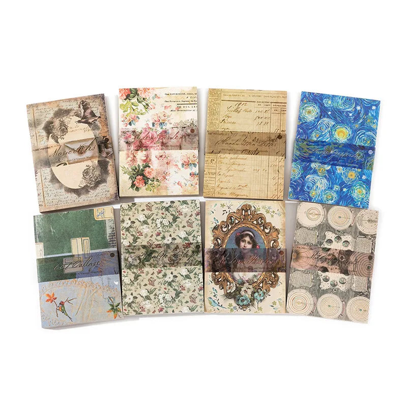 100Pieces/Pack Material Paper Book World Twilight Series Retro Artistic DIY Journal Decoration Base Stitching Stickers 8 Options