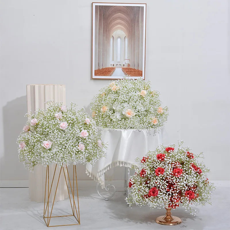 European Babysbreath Rose Ball Wedding Table Placement Shopping Mall Window Layout Arch Candlestick Decoration Simulation Flower