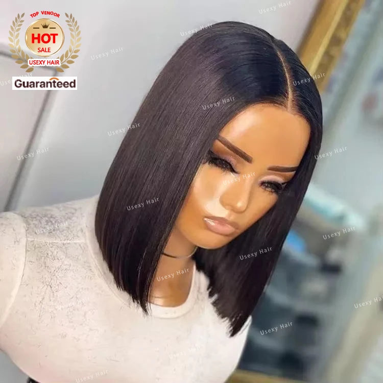 10 Inch Short bob Wigs Bone Straight Human Hair Lace Front Glueless Raw Indian Hair bob Wig 13x4 Frontal Transparent Lace Wig