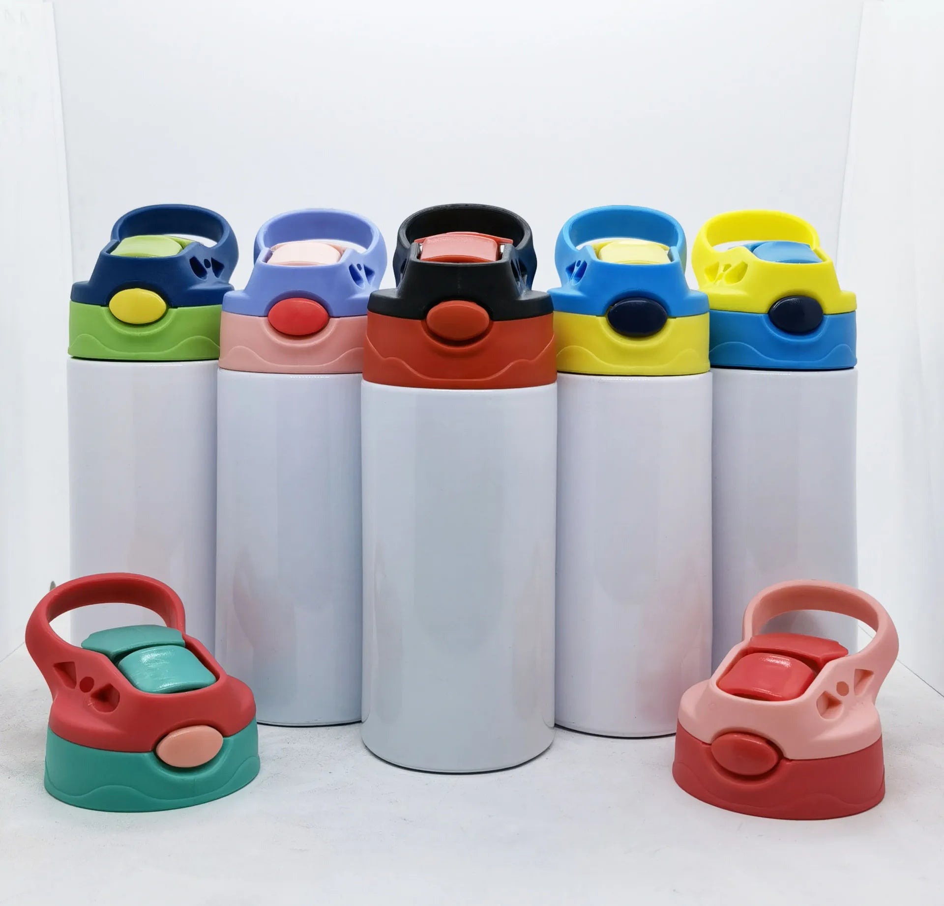 12oz Flip Top Straight Sublimation Blanks Tumbler 350ml School Kids Cup Stainless Steel Water Bottle Sublimation DIY Cup